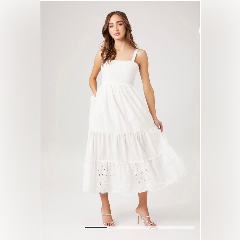 FOREVER 21 - NEW Tiered Eyelet Midi Dress